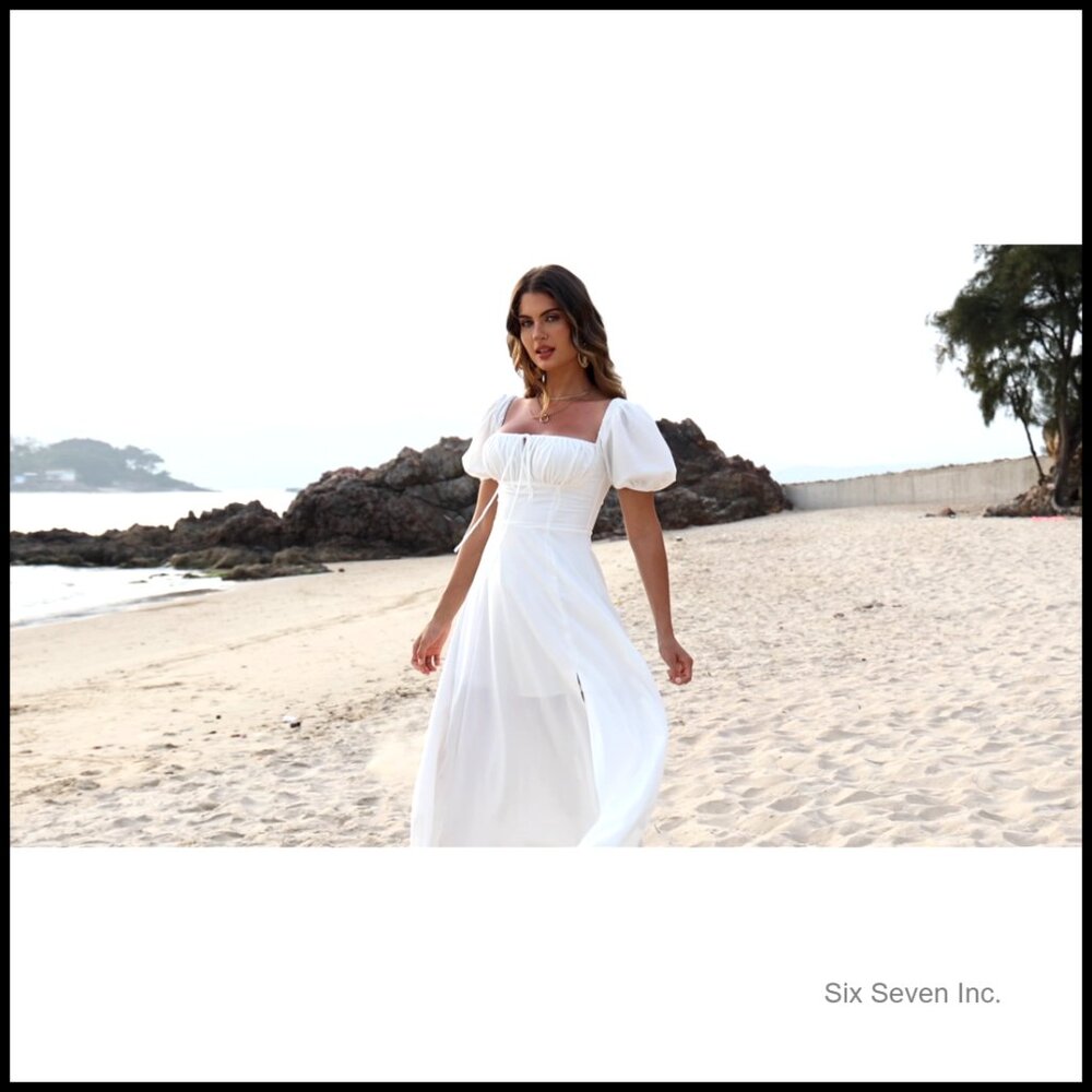 Micro-Stretch Polyester And Elastane Puff Sleeve … - image 5